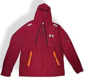 Under Armour Burgundy Corduroy Textured Half-Zip Utility Hoodie with Pockets